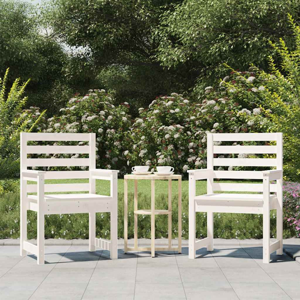 vidaXL Gartenstühle 2 Stk. Weiß 60x48x91 cm Massivholz Kiefer