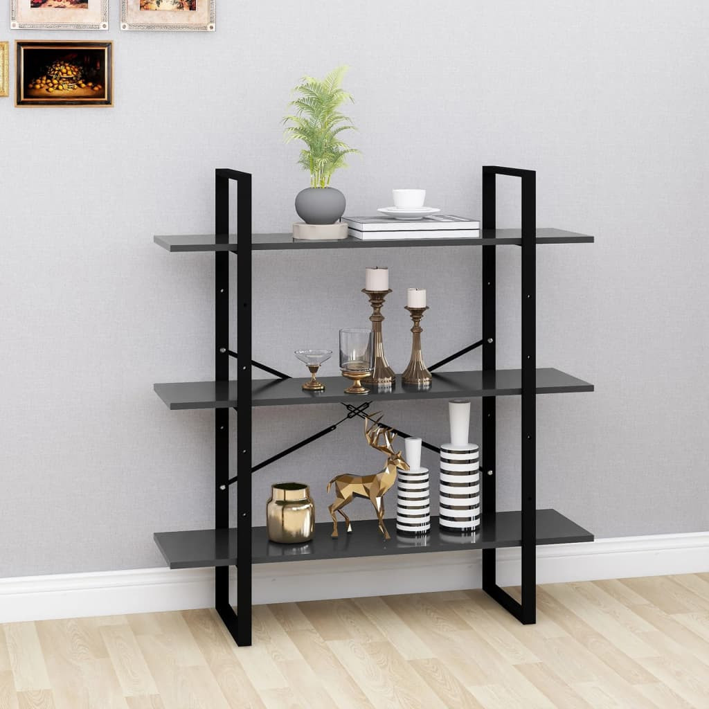 vidaXL Bücherregal Grau 100x30x105 cm Holzwerkstoff