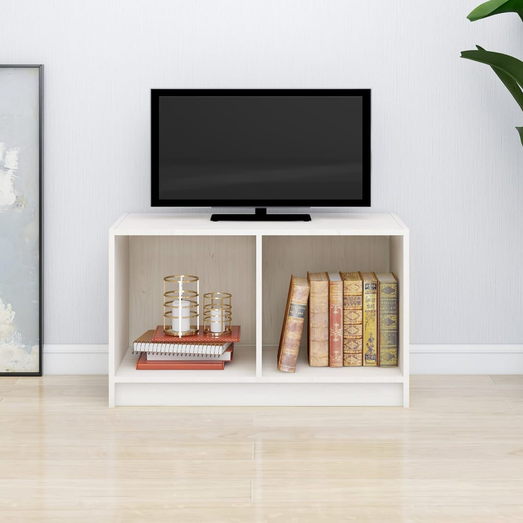 vidaXL TV-Schrank Weiß 70x33x42 cm Massivholz Kiefer