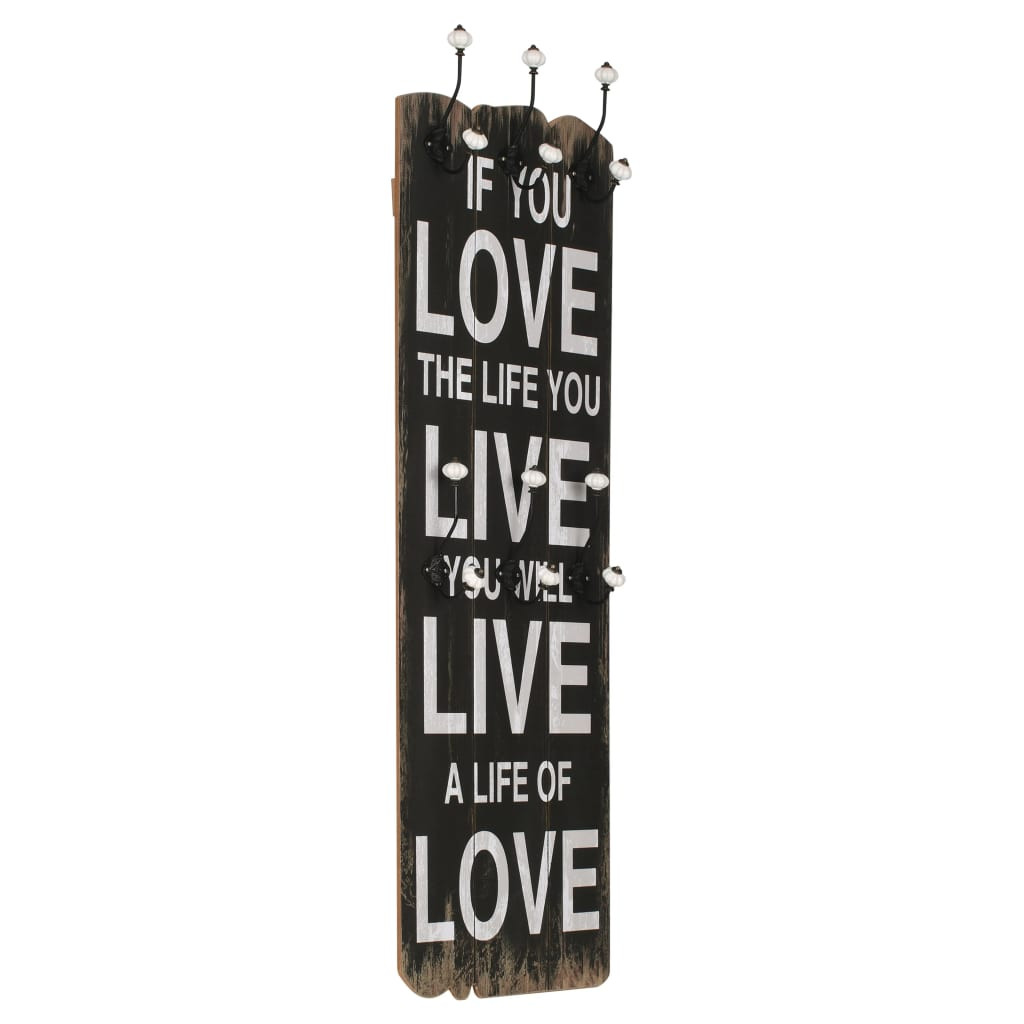 vidaXL Wandgarderobe mit 6 Haken 120 x 40 cm "LOVE LIVE"