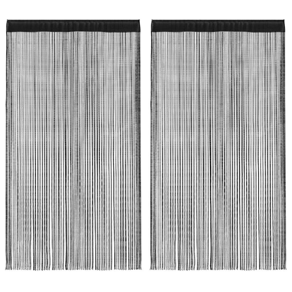 vidaXL Fadenvorhänge 2 Stk. 100 x 250 cm Schwarz