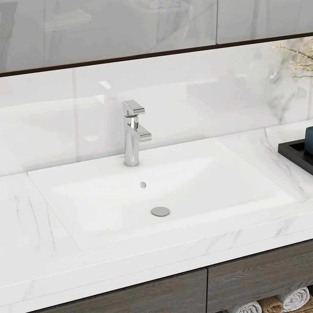 vidaXL Luxus-Waschbecken mit Hahnloch Matt-Weiß 60x46 cm Keramik