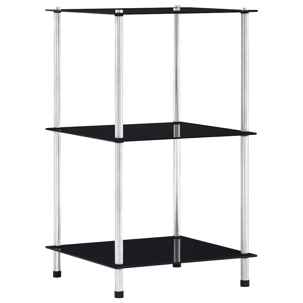 vidaXL Regal mit 3 Ablagen Schwarz 40x40x67 cm Hartglas