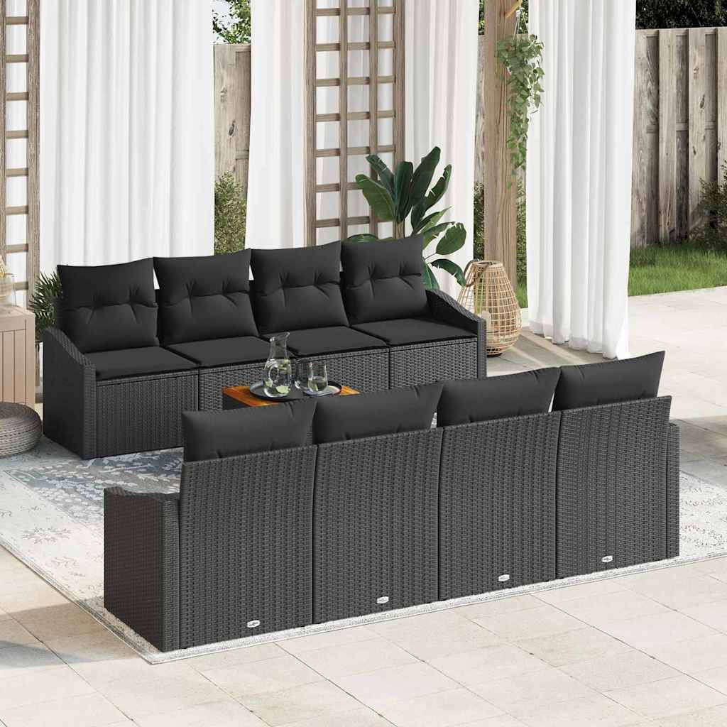 vidaXL Gartensofa-set mit Speicher 9 pcs Schwarz Poly-Rattan