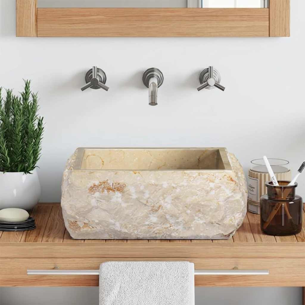 vidaXL Waschbecken Creme 30x30x13 cm Marmor