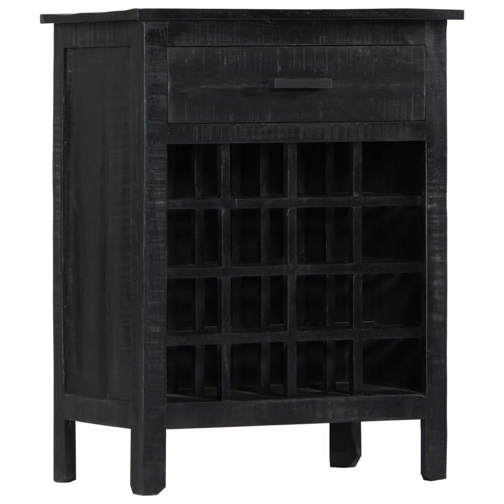 vidaXL Weinregal Schwarz 56 x 35 x 75 cm Mangoholz Massiv