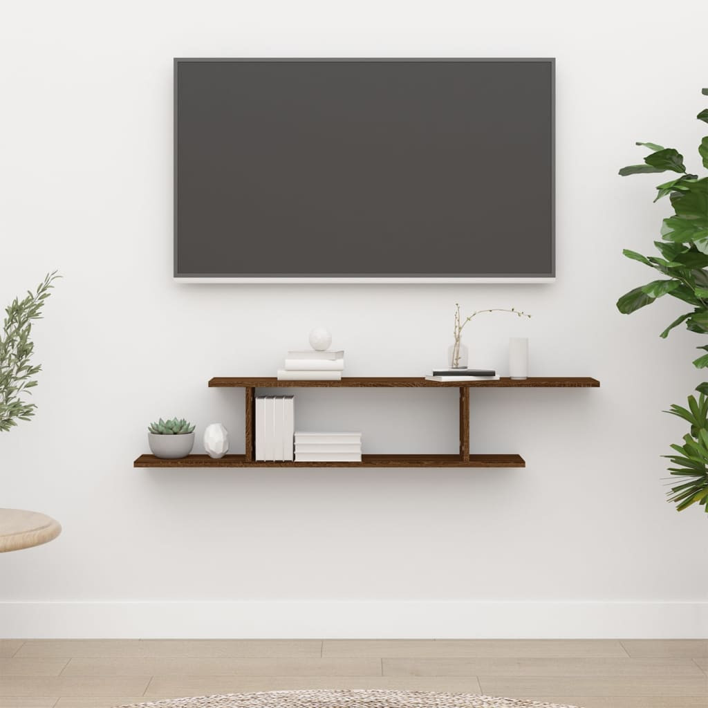vidaXL TV-Wandregal Braun Eichen-Optik 125x18x23 cm Holzwerkstoff