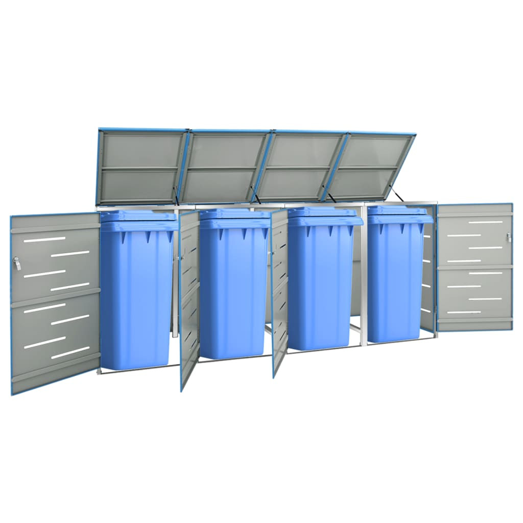 vidaXL Mülltonnenbox für 4 Tonnen 276,5x77,5x115 cm Edelstahl