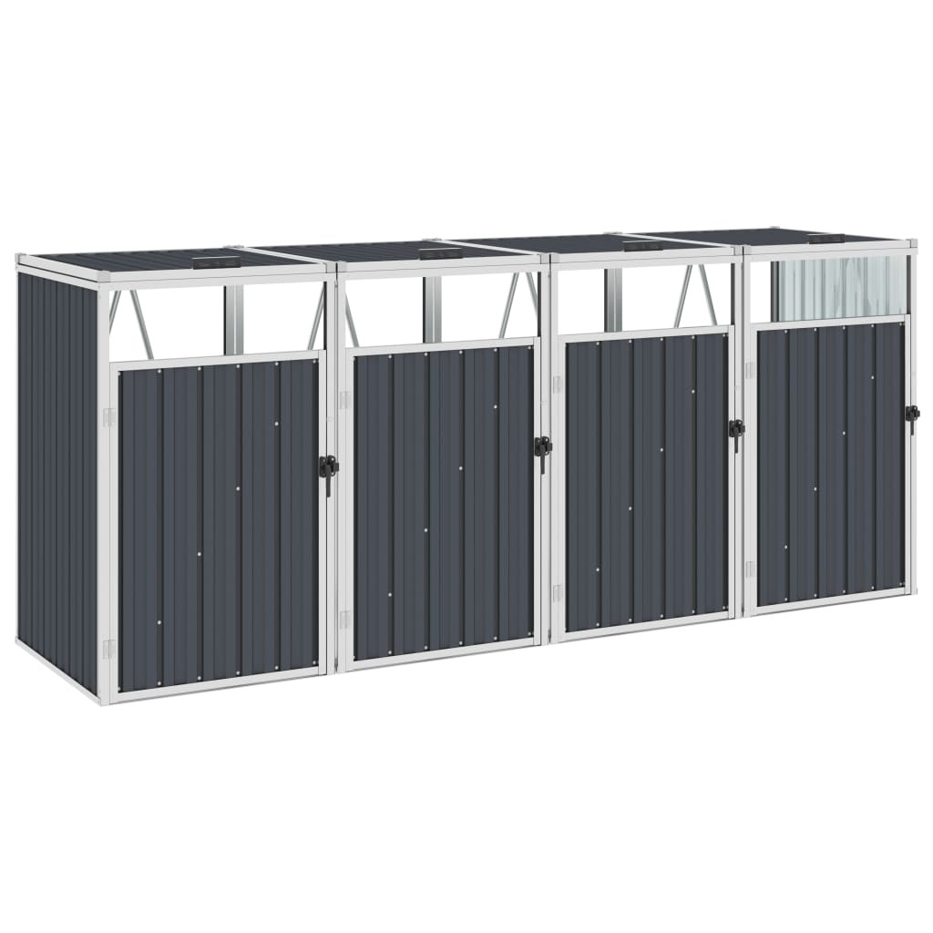 vidaXL Mülltonnenbox für 4 Mülltonnen Anthrazit 286×81×121 cm Stahl