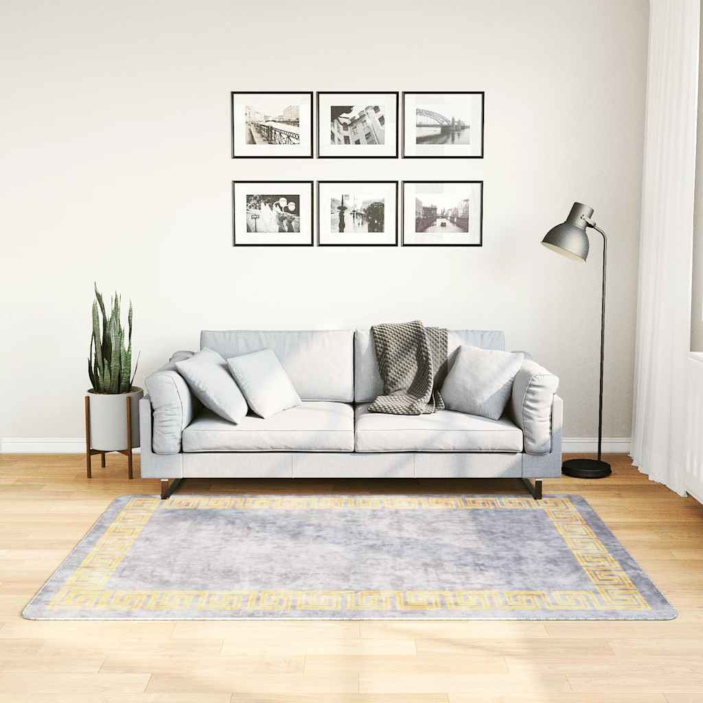 vidaXL Teppich Waschbar Grau 120x180 cm