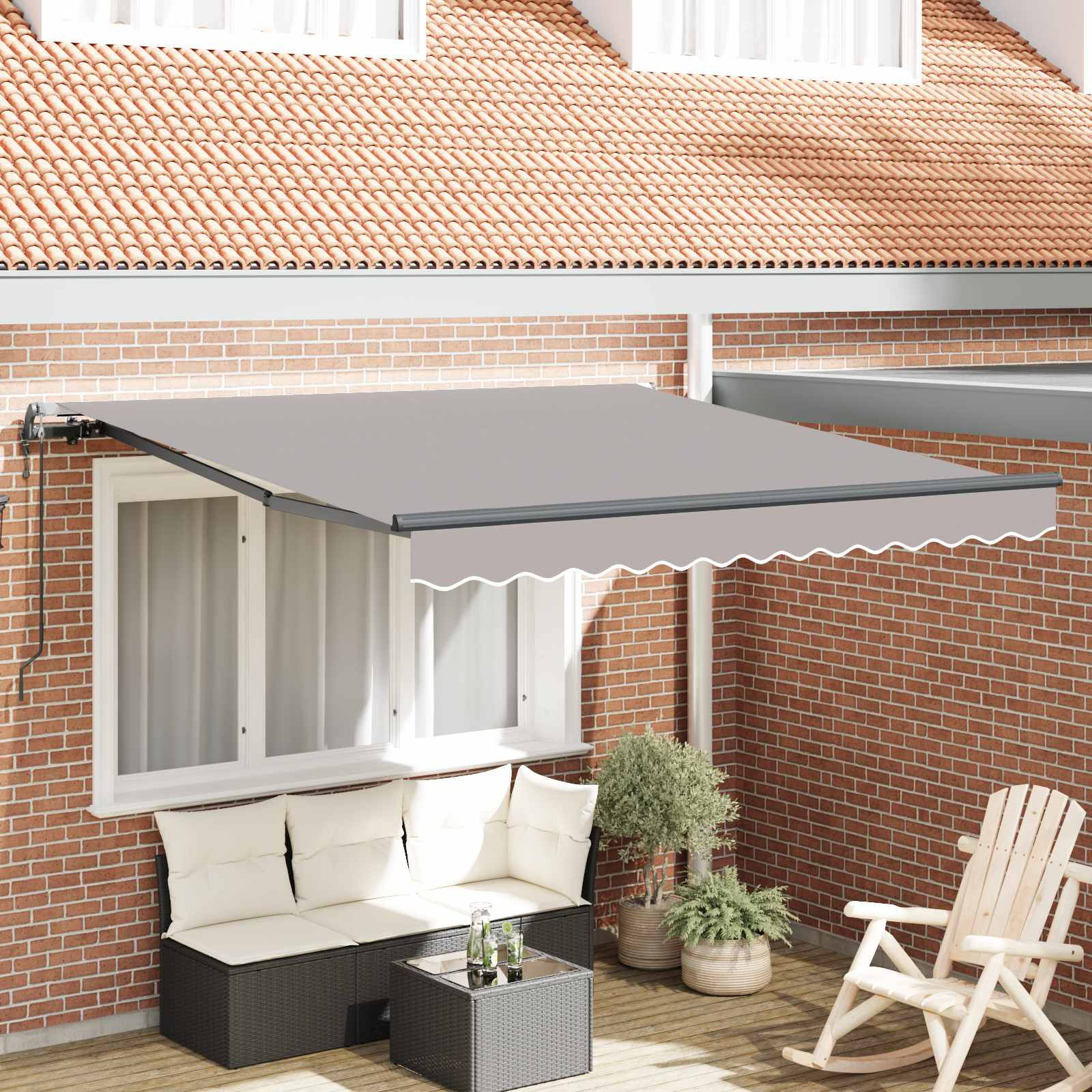 vidaXL Ausziehbare Markise Hellgrau 300 x 250 cm Stoff und Aluminium