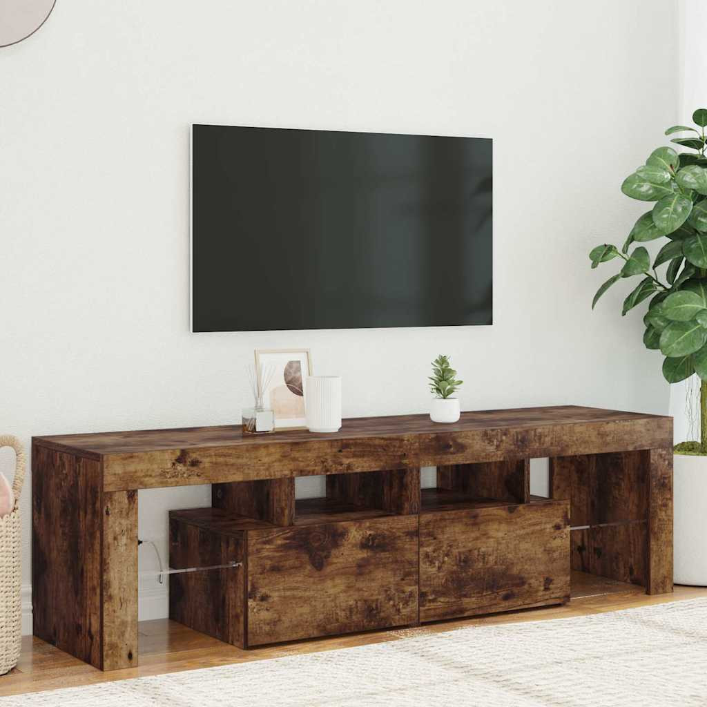 vidaXL TV-Schrank mit LED-Leuchten Räuchereiche 140x36,5x40 cm