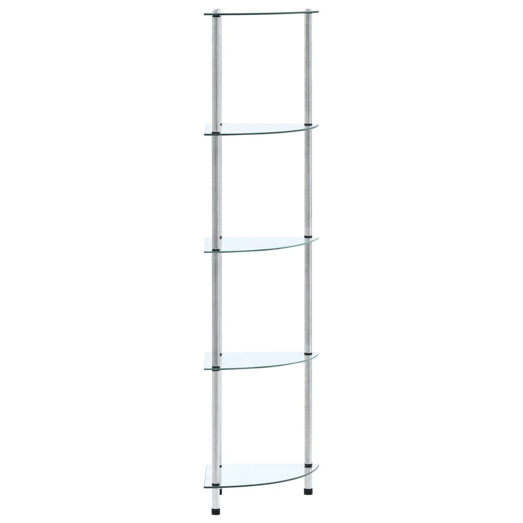 vidaXL Regal mit 5 Ablagen Transparent 30x30x130 cm Hartglas