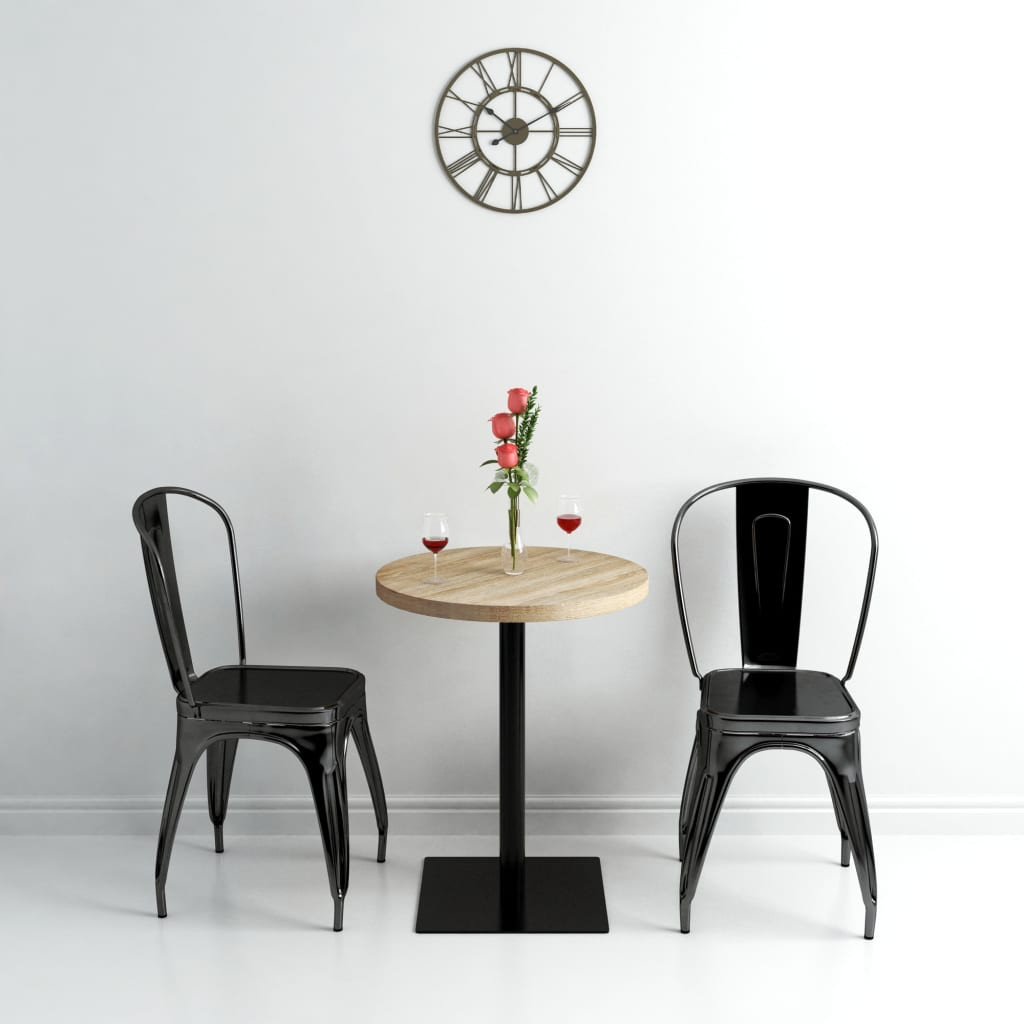 vidaXL Bistrotisch MDF und Stahl Rund 60 x 75 cm Eichenoptik