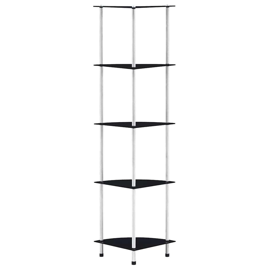 vidaXL Regal mit 5 Ablagen Schwarz 30x30x130 cm Hartglas