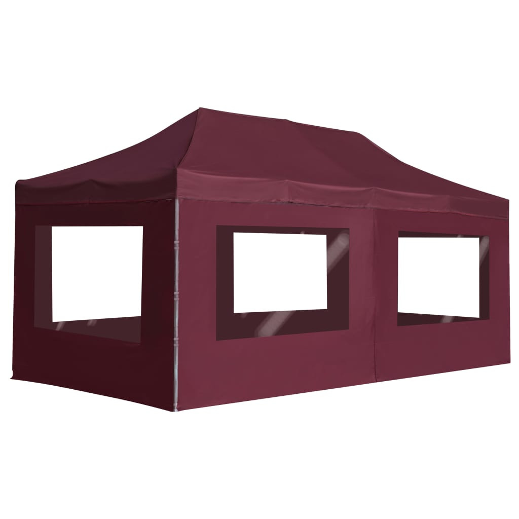 vidaXL Profi-Partyzelt Faltbar mit Wänden Aluminium 6×3m Weinrot