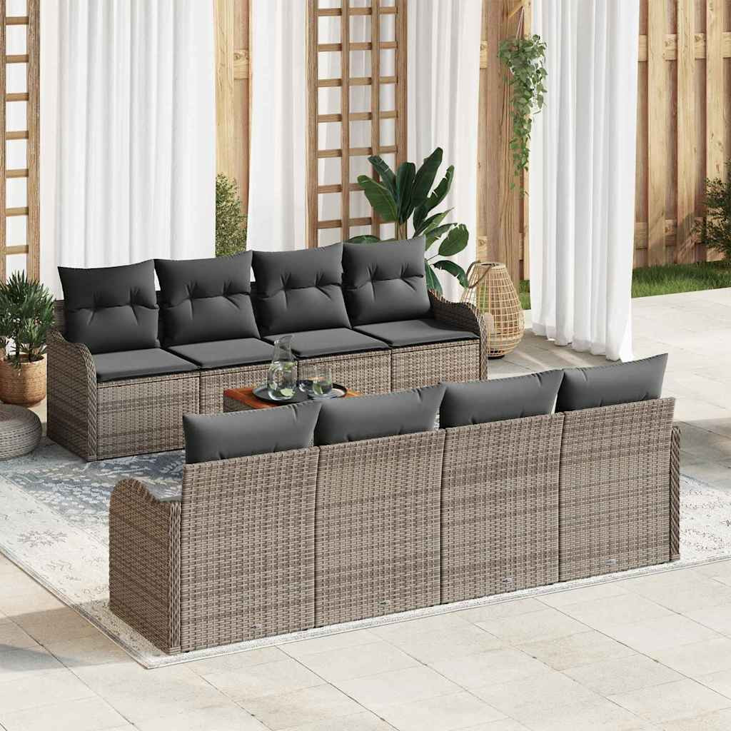 vidaXL Gartensofa-set mit Speicher 9 pcs Grau Poly-Rattan