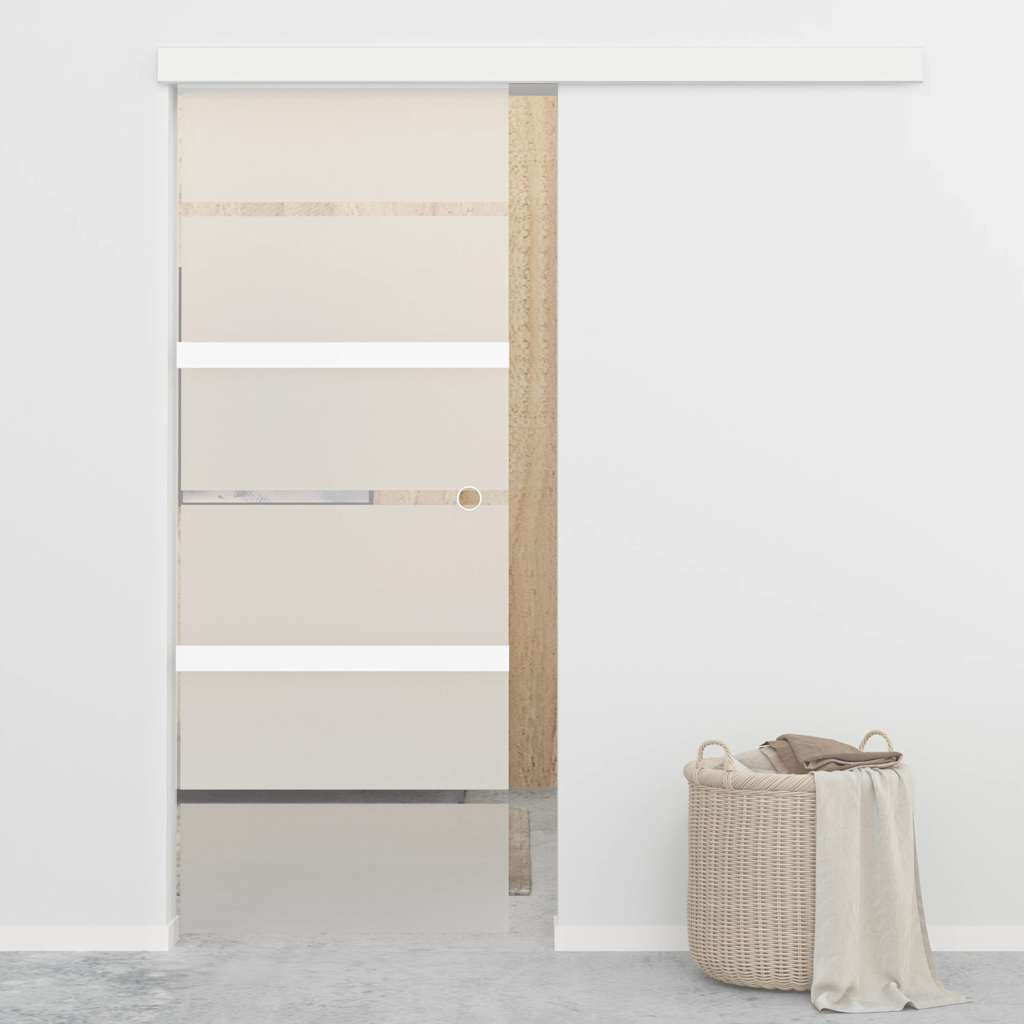 vidaXL Schiebetür ESG-Glas und Aluminium 76x212 cm Silbern