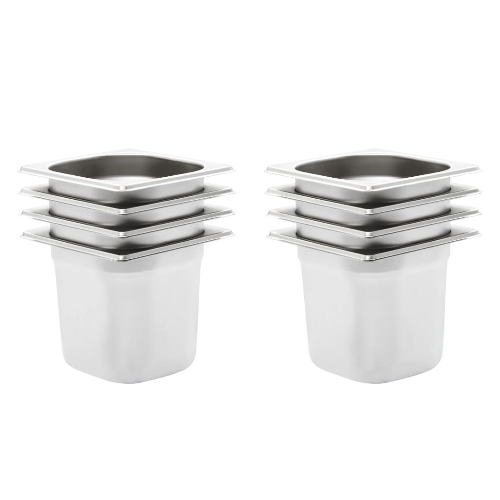 vidaXL Gastronormbehälter 8 Stk. GN 1/6 150 mm Edelstahl