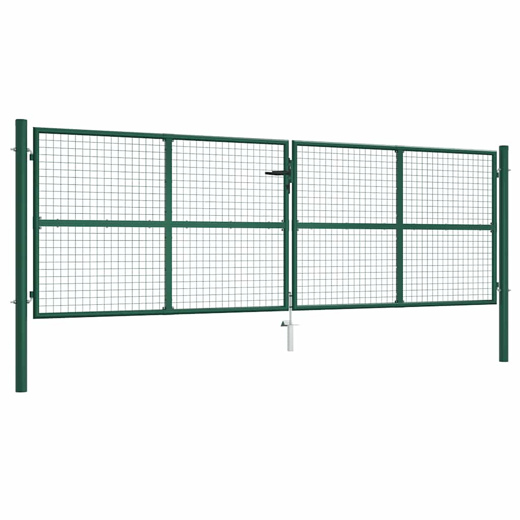 vidaXL Maschen-Gartentor aus Stahl 400 x 125 cm Grün