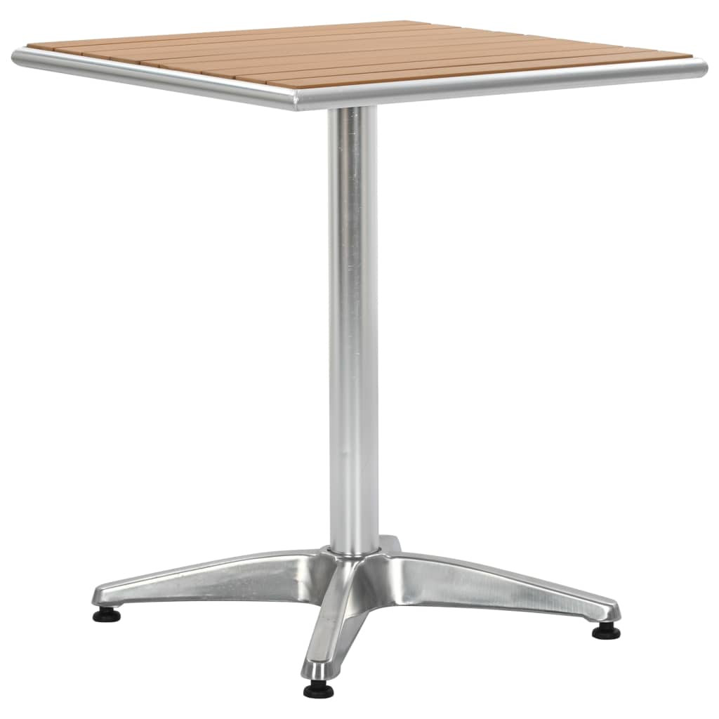 vidaXL Gartentisch Silbern 60x60x70 cm Aluminium und WPC