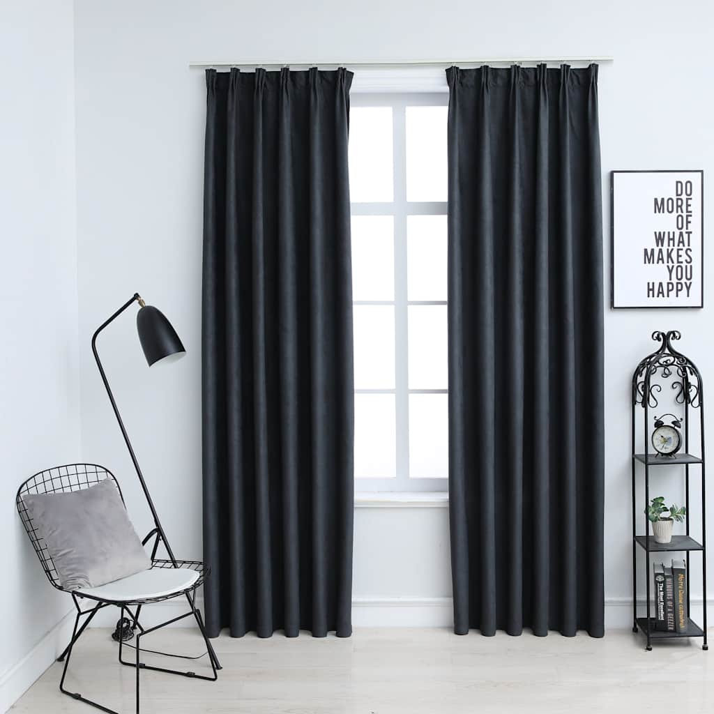 vidaXL Verdunkelungsvorhänge mit Haken 2 Stk. Anthrazit 140x175 cm