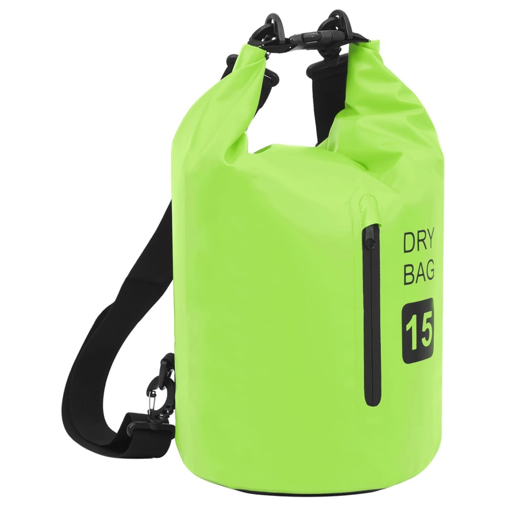 vidaXL Trockensack mit Reißverschluss Grün 15 L PVC