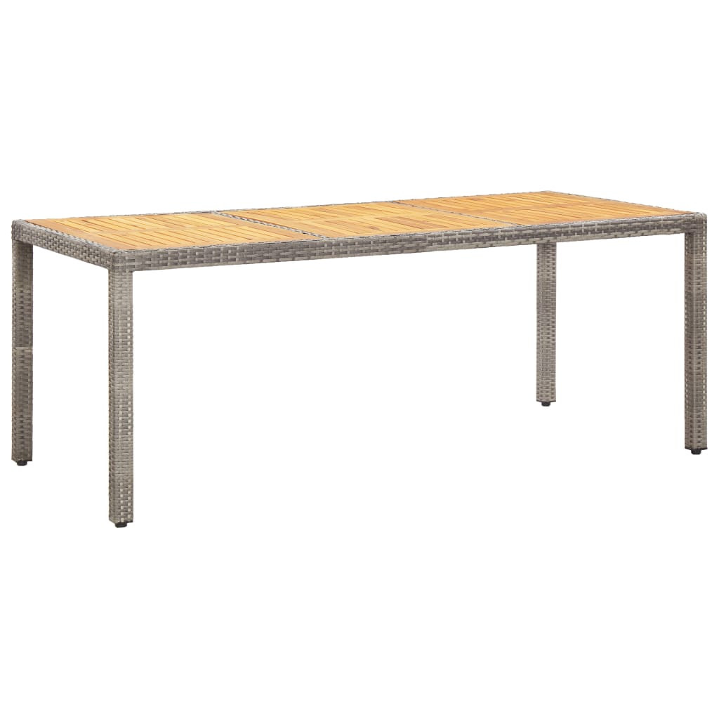 vidaXL Gartentisch Grau 190x90x75 cm Poly Rattan und Akazienholz