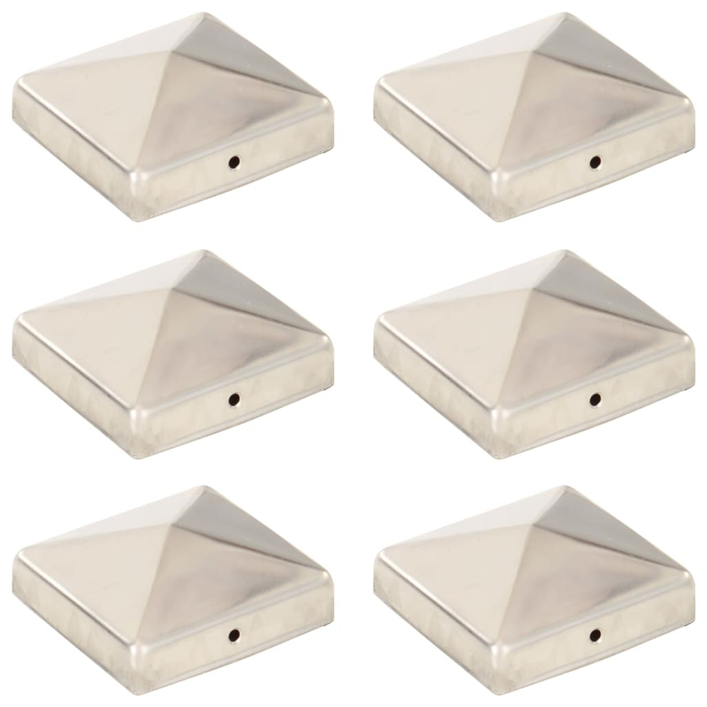 vidaXL Pfostenkappen 6 Stk. Pyramide Edelstahl 81 x 81 mm