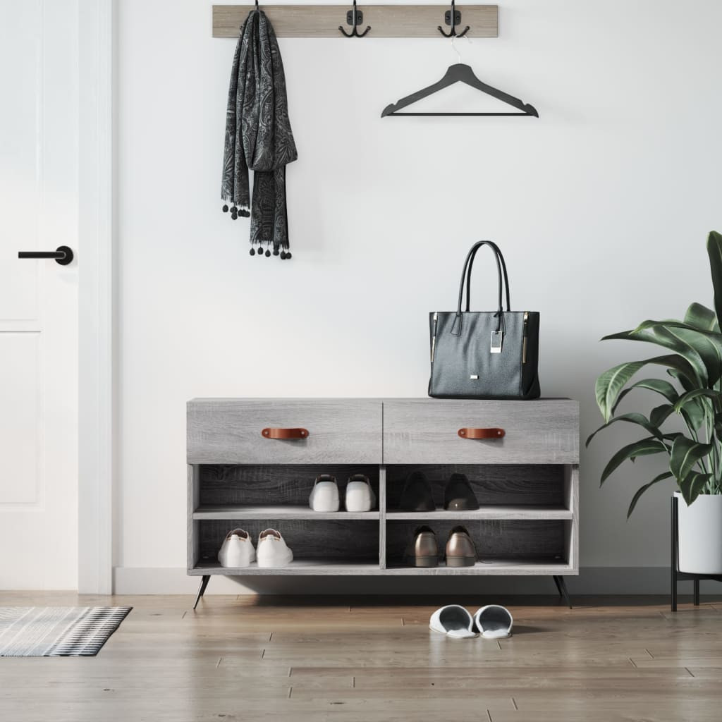 vidaXL Schuhbank Grau Sonoma 102x35x55 cm Holzwerkstoff