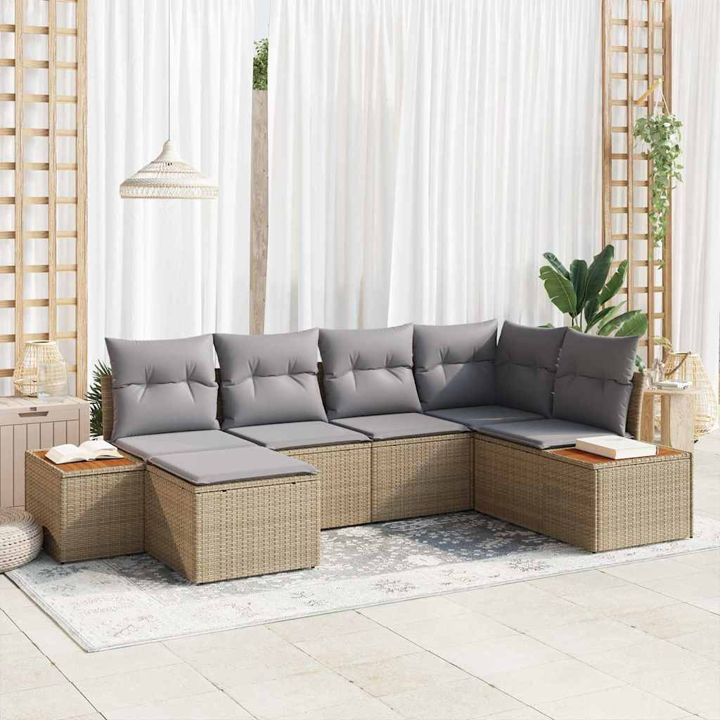 vidaXL Gartensofa-set mit Kissen 7 pcs Beige und Hellgrau Polyrattan