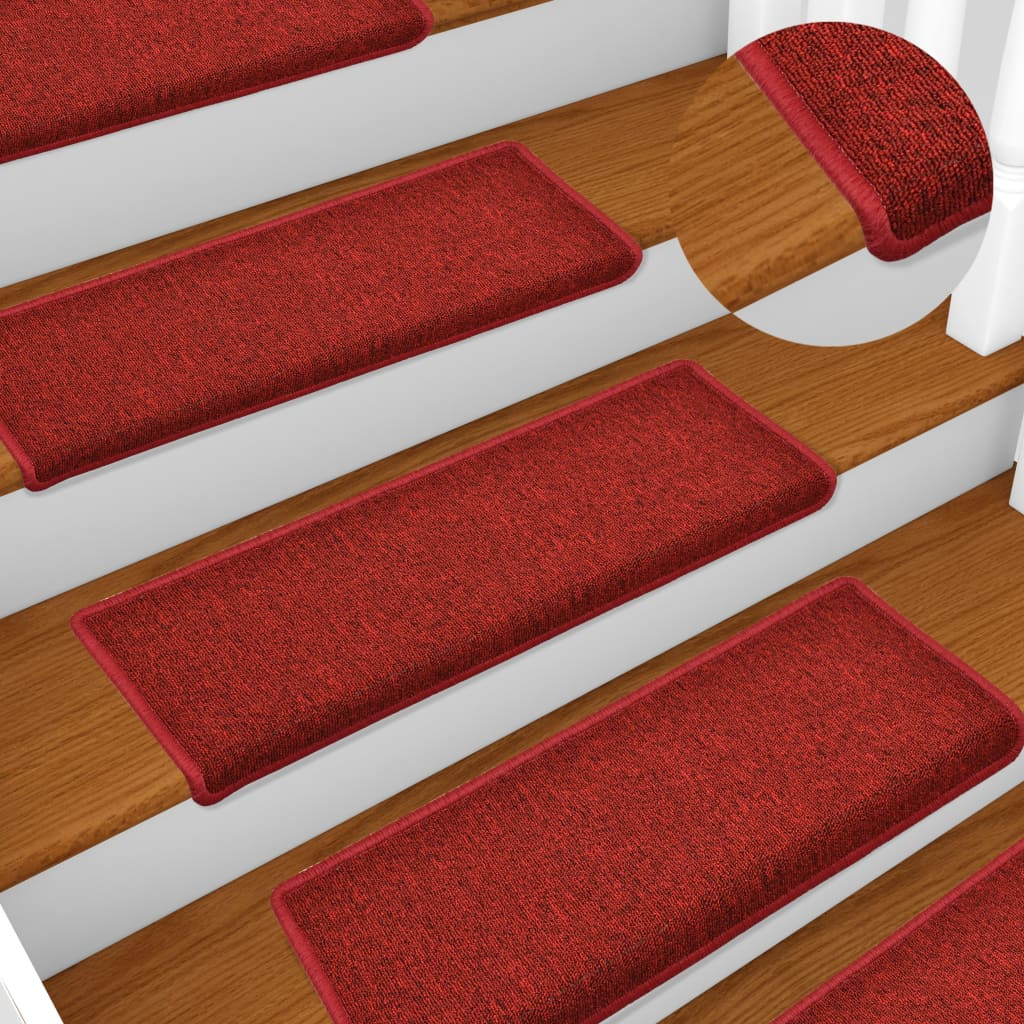 vidaXL Stufenmatten 15 Stk. 65x21x4 cm Rot Rechteckiger Rand