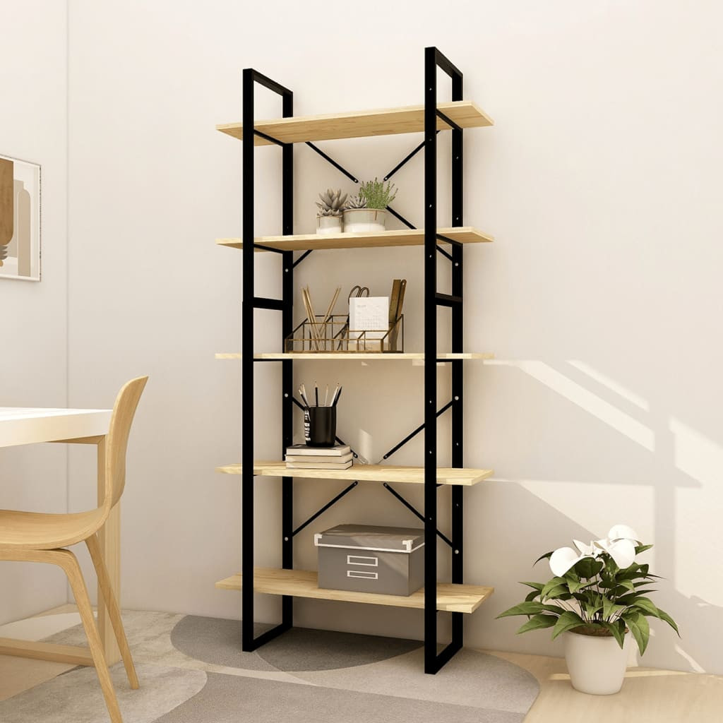 vidaXL Bücherregal 5 Fächer 80x30x175 cm Massivholz Kiefer