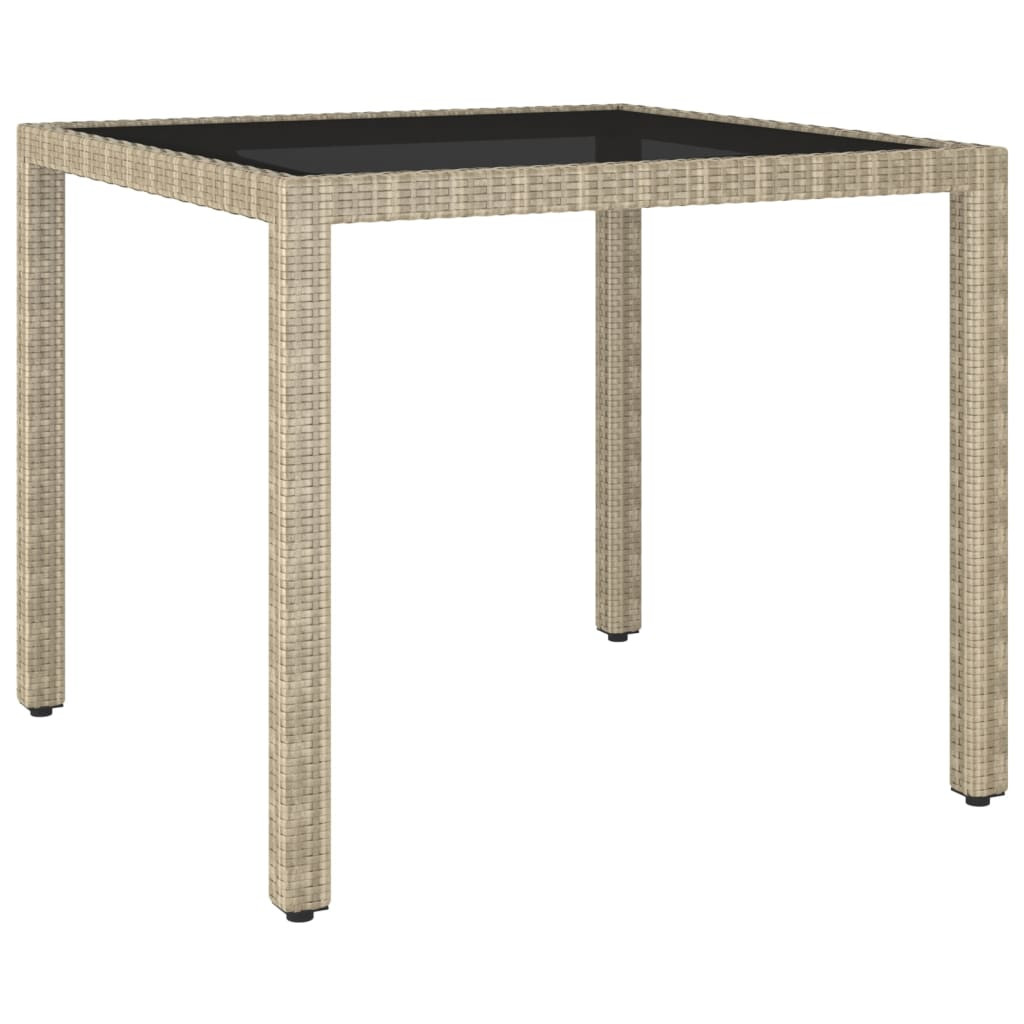 vidaXL Gartentisch Beige 90x90x75 cm Poly Rattan