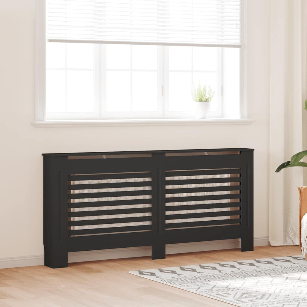 vidaXL Heizkörperverkleidung Schwarz 172x19x81,5 cm MDF