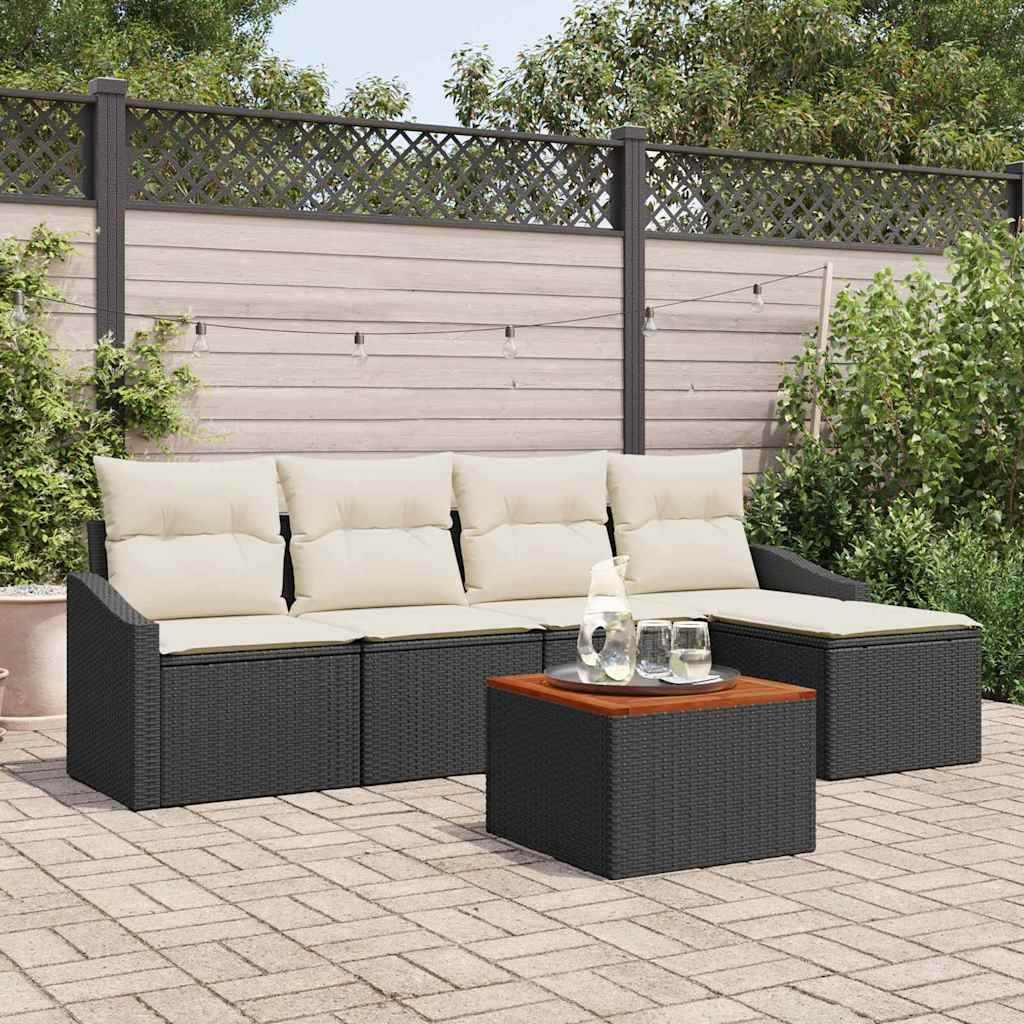 vidaXL Gartensofa-set mit Speicher 6 pcs Schwarz und Creme Poly-Rattan