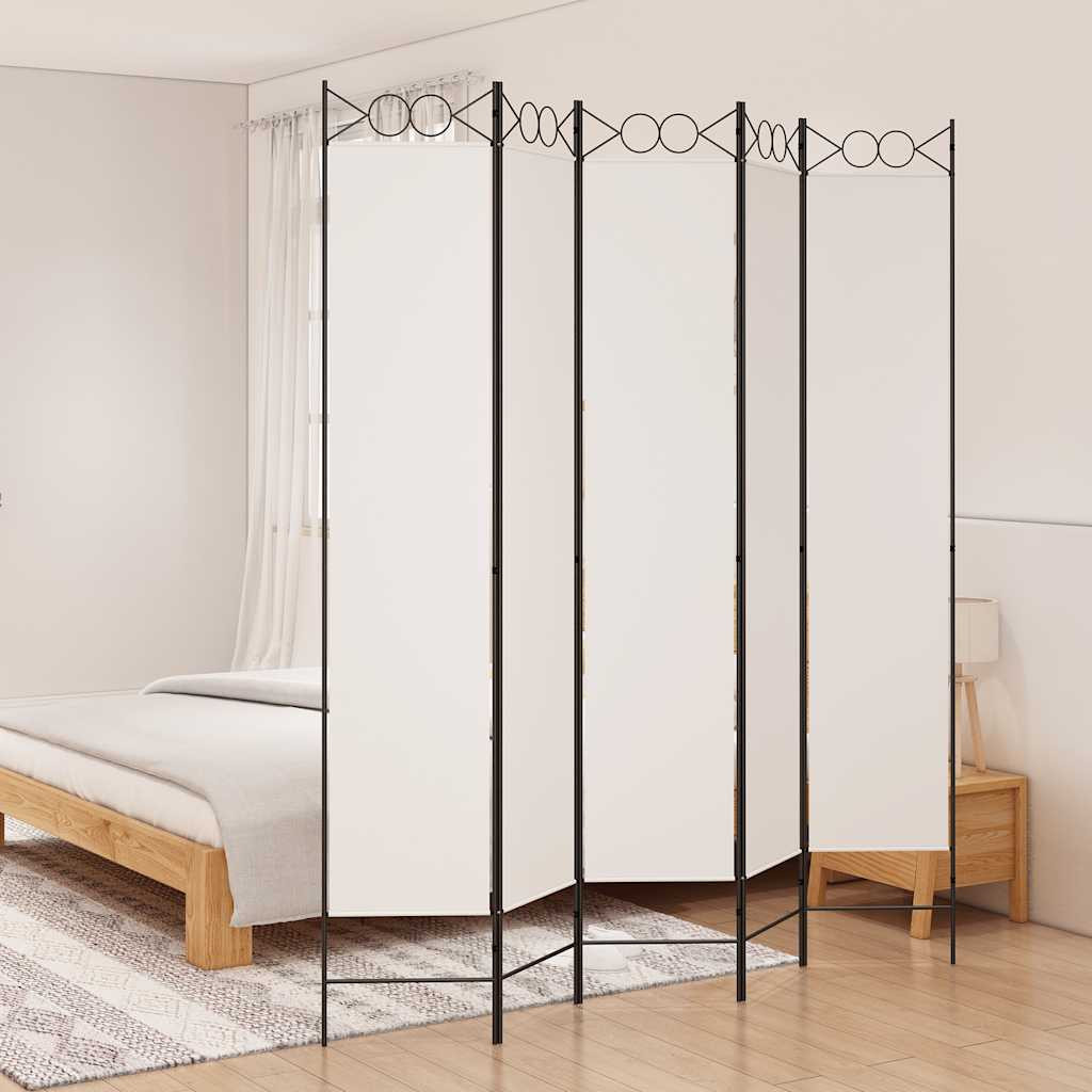 vidaXL 5-tlg. Paravent Weiß 200x220 cm Stoff