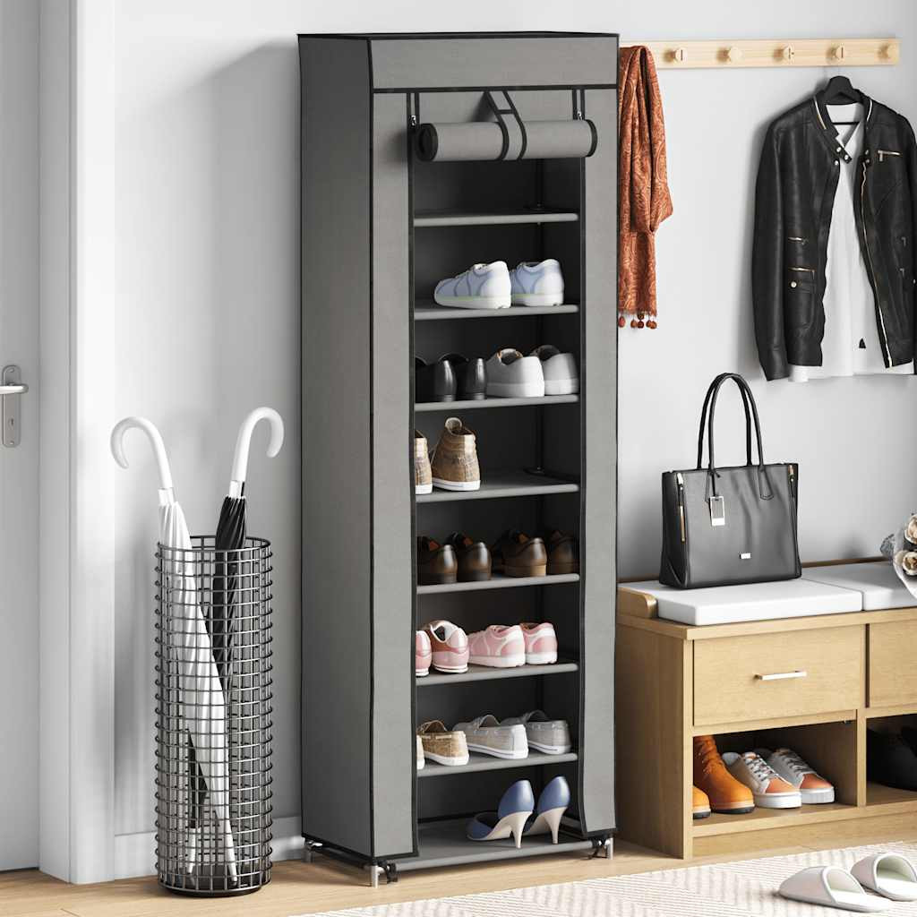 vidaXL Schuhschrank mit Abdeckung Grau 57 x 29 x 162 cm Stoff