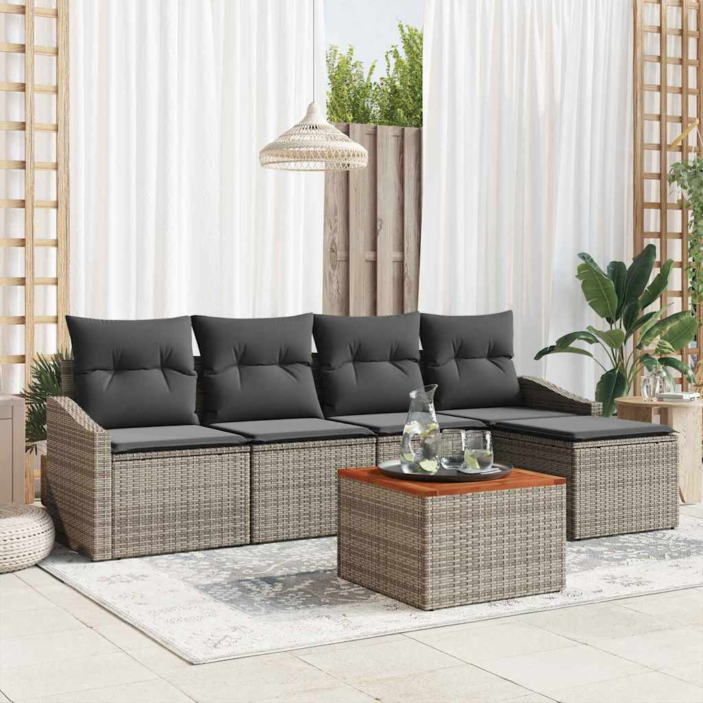 vidaXL Gartensofa-set mit Speicher 6 pcs Grau Poly-Rattan