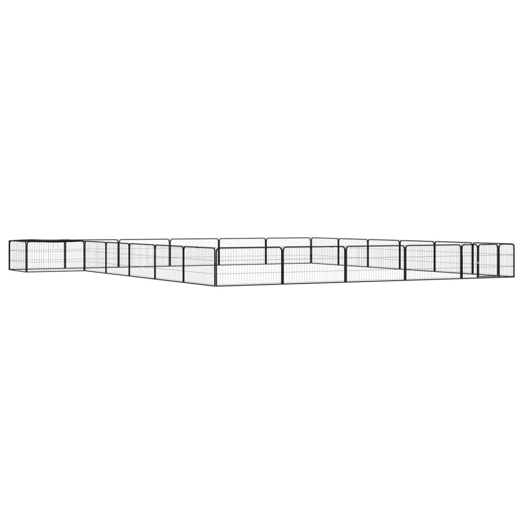 vidaXL 24-tlg. Hundelaufstall Schwarz 100x50cm Stahl Pulverbeschichtet