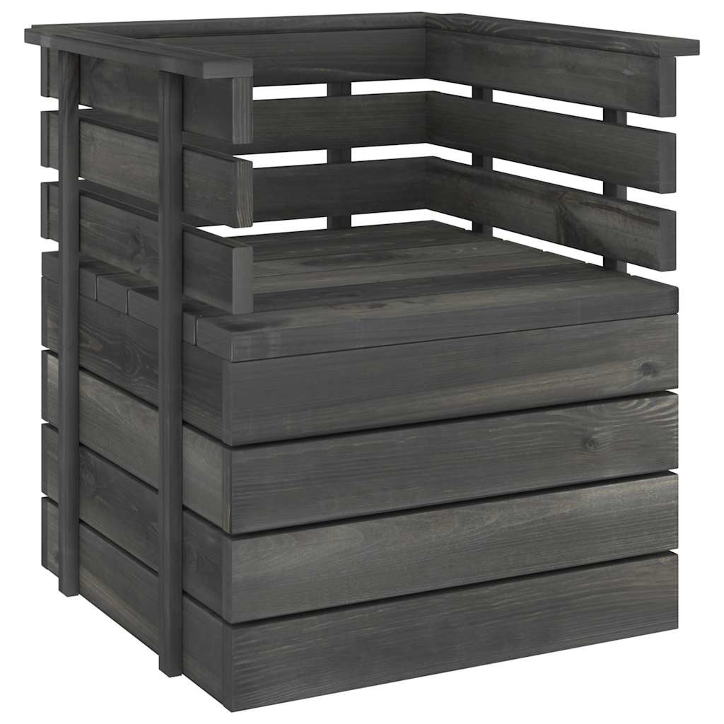 vidaXL Gartensessel Massivholz Kiefer Dunkelgrau
