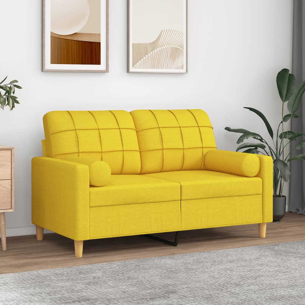 vidaXL Zierkissen 2 Stk. Hellgelb Ø15x50 cm Stoff
