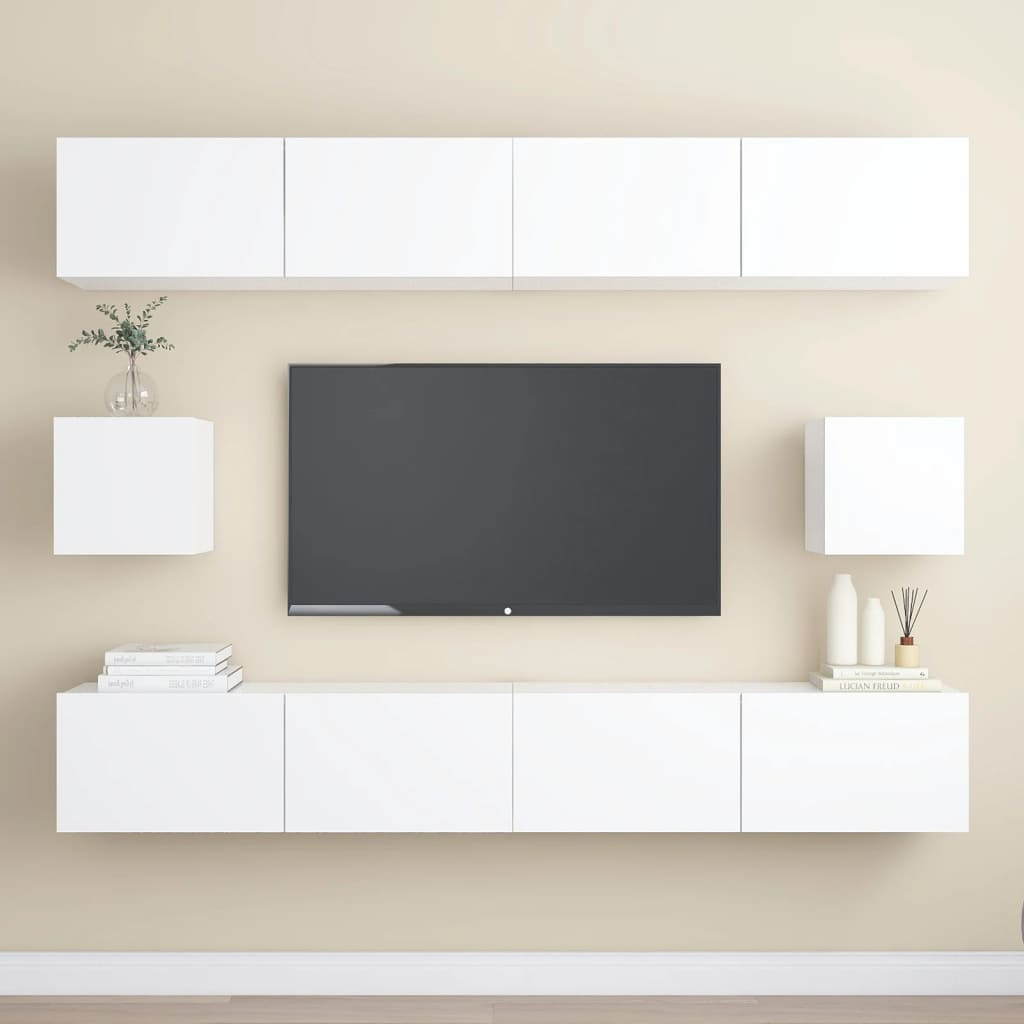 vidaXL 6-tlg. TV-Schrank-Set Weiß Holzwerkstoff