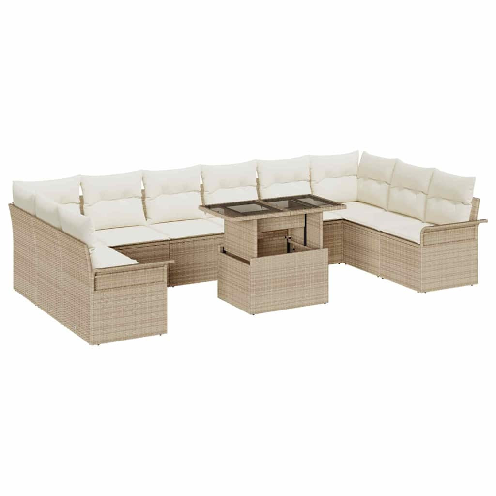 vidaXL Gartensofa-set mit Kissen mit Kissen 11 pcs Beige Poly Rattan