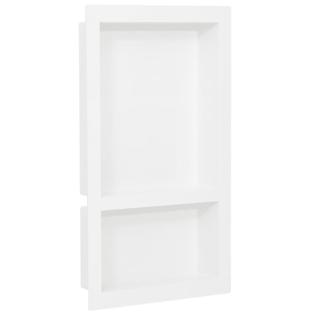vidaXL Duschnische mit 2 Fächern Hochglanz-Weiß 41x69x9 cm