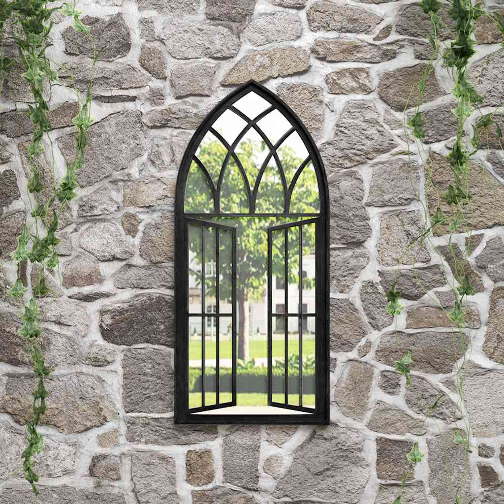 vidaXL Gartenspiegel Schwarz 100x45 cm Eisen