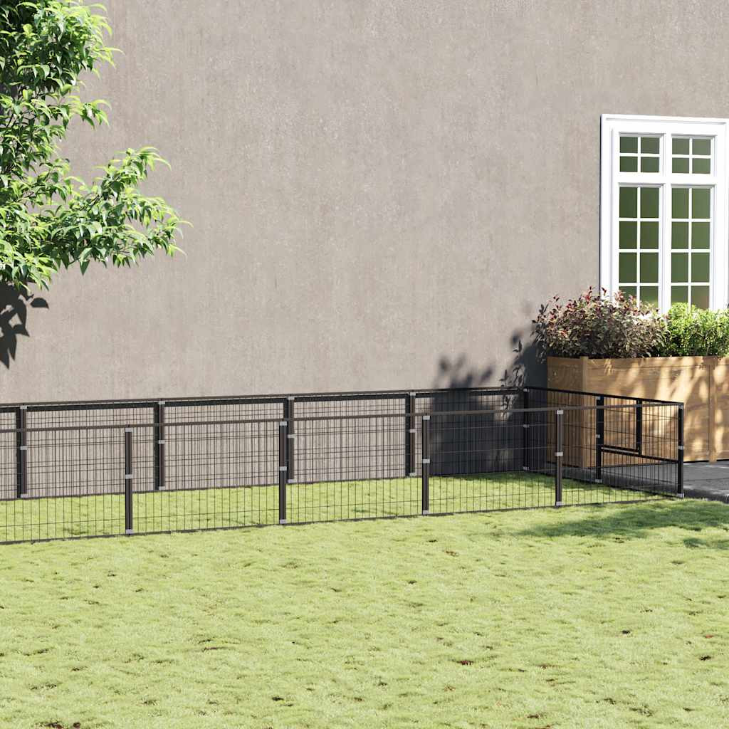 vidaXL Hundezwinger Schwarz 10 m² Stahl