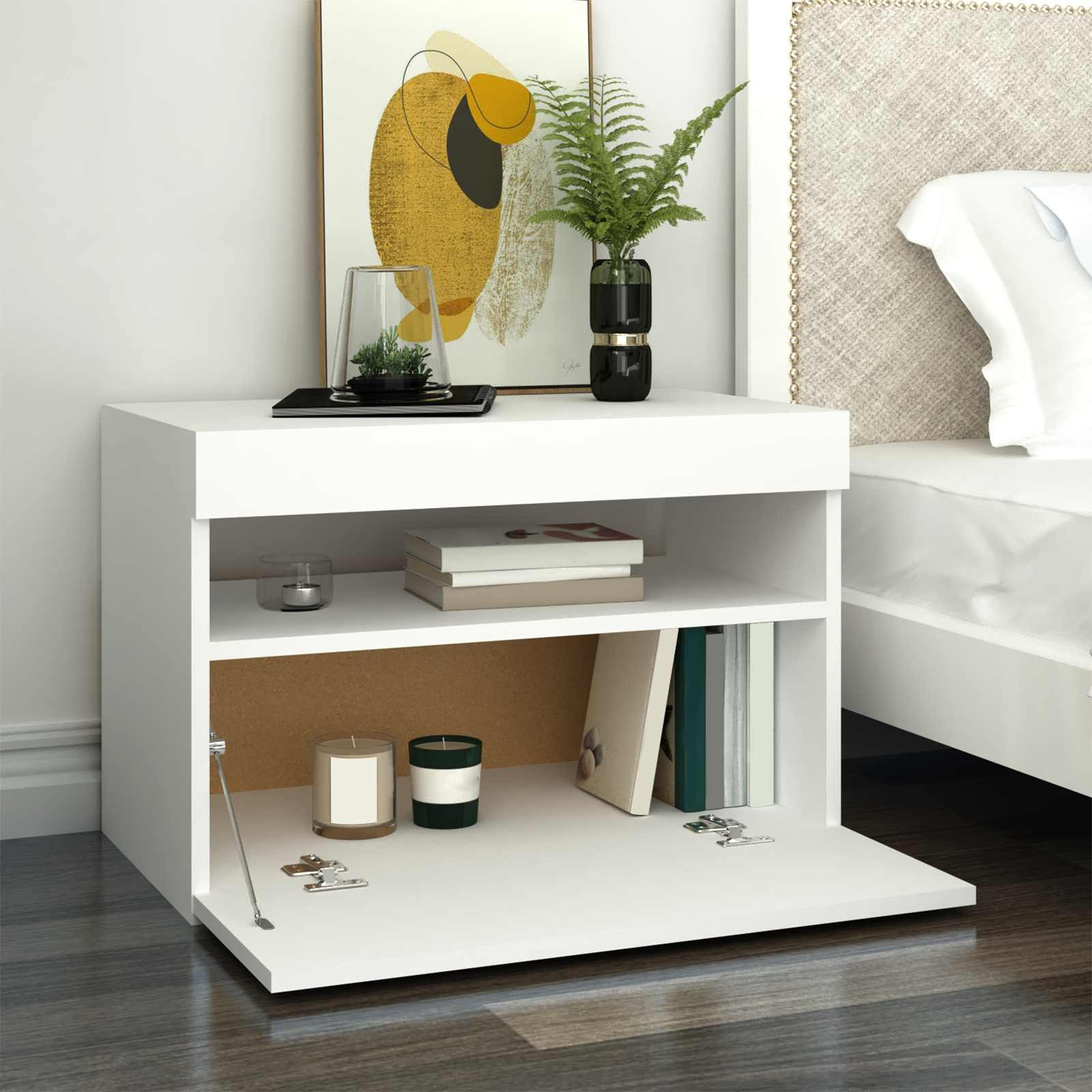 vidaXL TV-Schrank mit LED-Leuchten Weiß 60x35x40 cm
