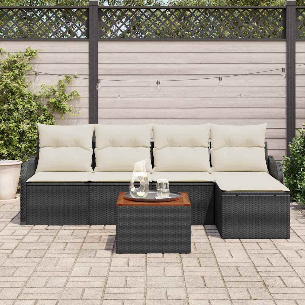 vidaXL Gartensofa-set mit Speicher 6 pcs Schwarz und Creme Poly-Rattan