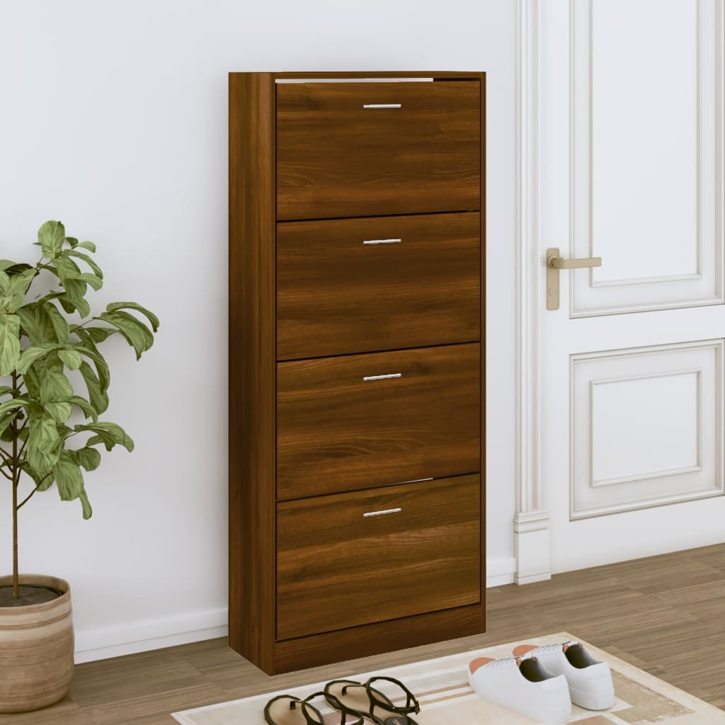 vidaXL Schuhschrank Braun Eichen-Optik 63x24x147 cm Holzwerkstoff